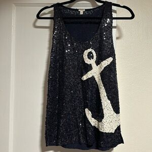 J crew blue sequin anchor shirt